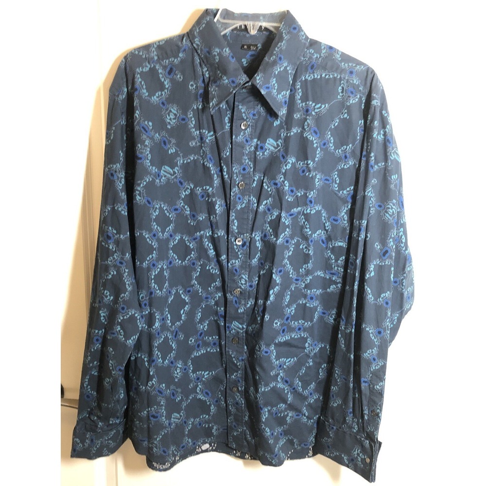 Theory Shirt Mens Extra Large Blue Floral Office Career Casual